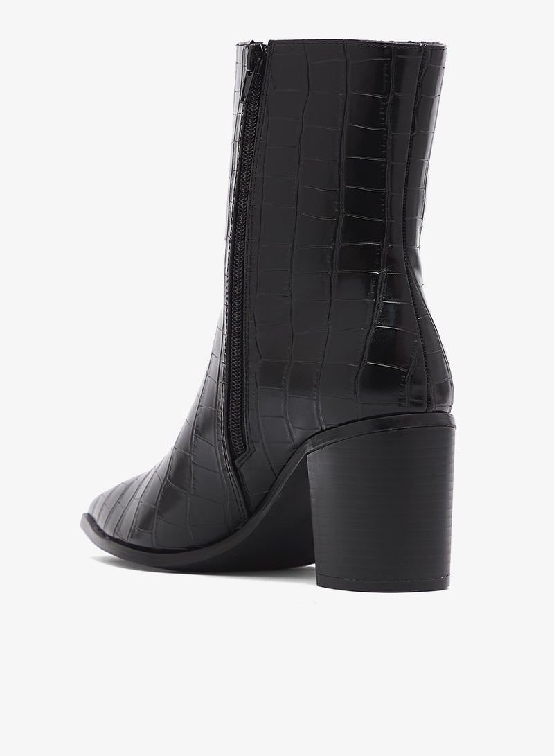 GLAMOROUS Pointed toe croc ankle boots - Image 3